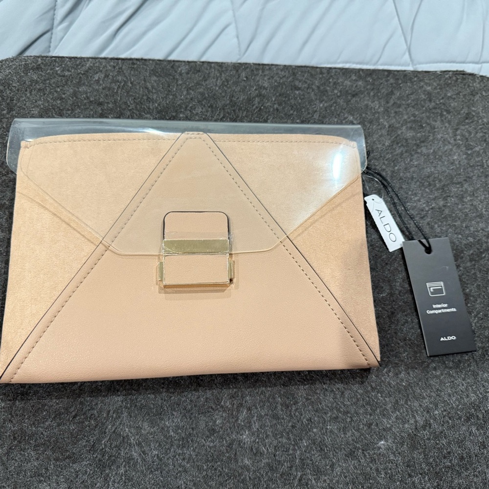 Aldo Nude Envelope Clutch with Gold Detail